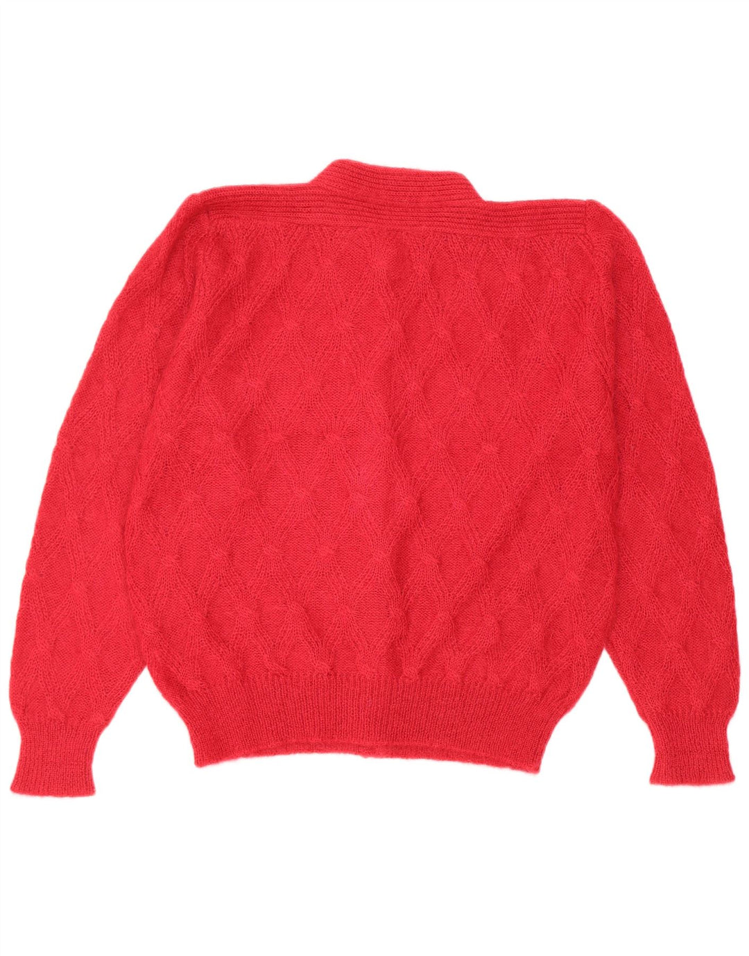 vintage Femme Cardigan Pull IT 44 Moyen Rouge Mohair