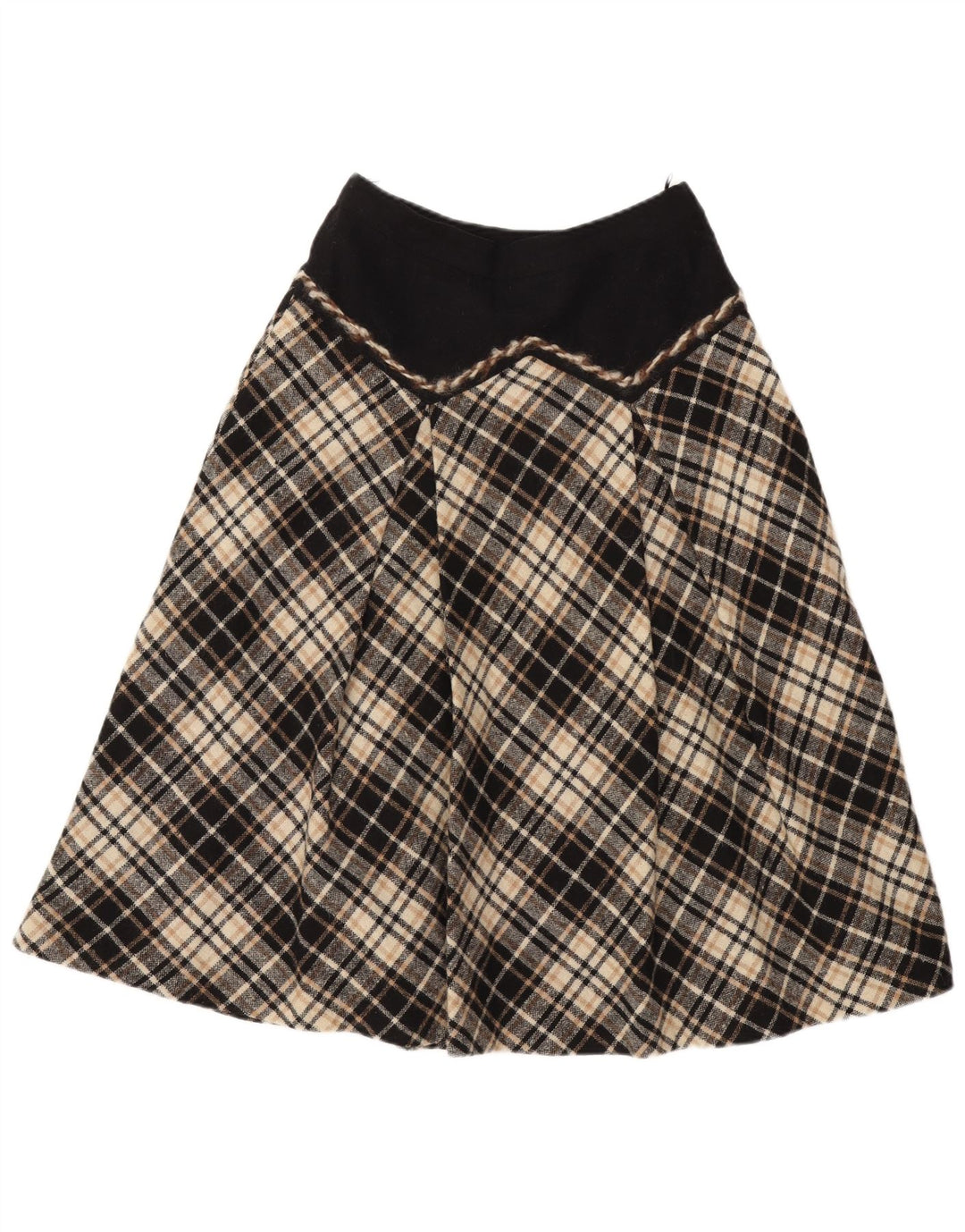 vintage Femme Jupe A-Line W28 Laine à carreaux noir moyen