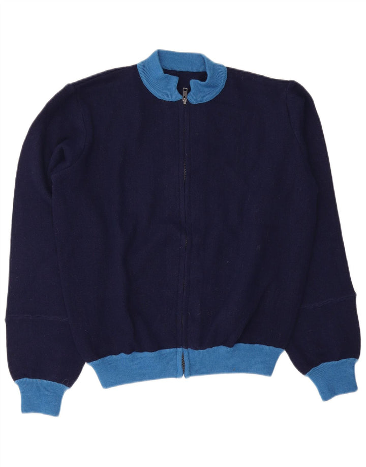 vintage Mens Survêtement Top Veste Petit Bleu Marine Colorblock