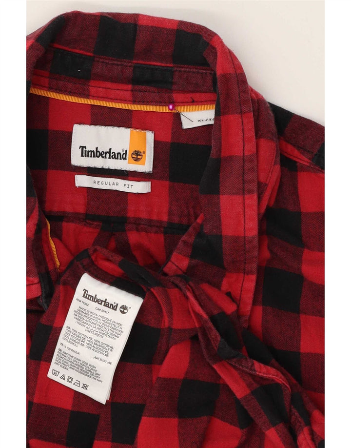Timberland Chemise en flanelle coupe régulière pour homme XL en coton vichy rouge