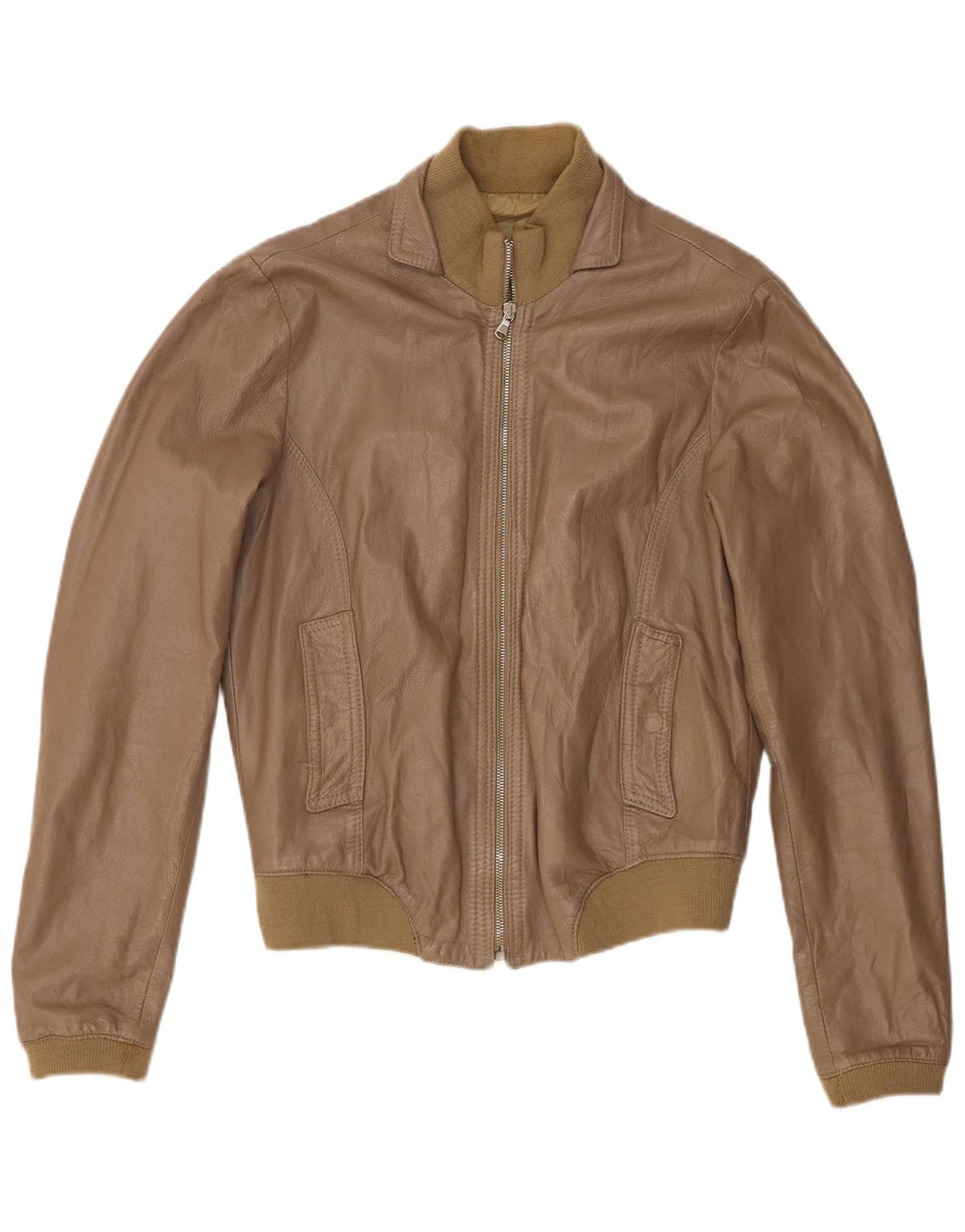 veste en cuir Bomber femme vintage UK 18 XL Cuir Kaki