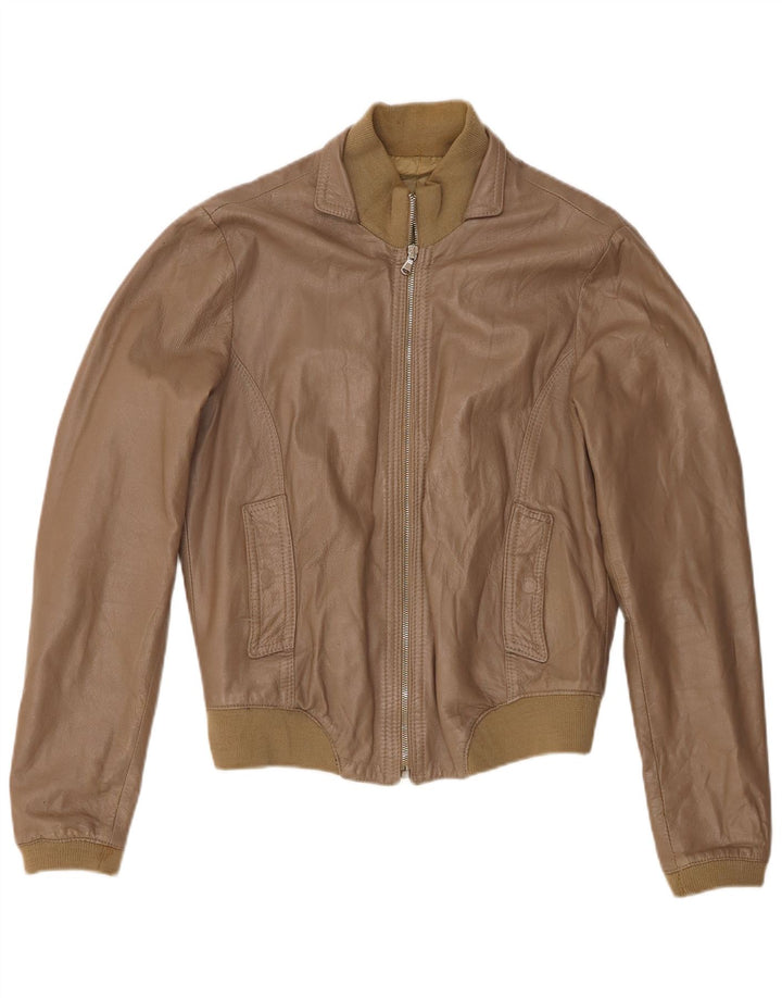 veste en cuir Bomber femme vintage UK 18 XL Cuir Kaki