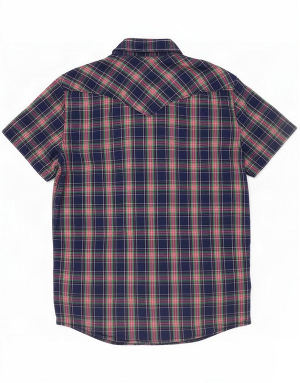 Hollister Chemise à manches courtes pour hommes Small Blue Plaid Cotton
