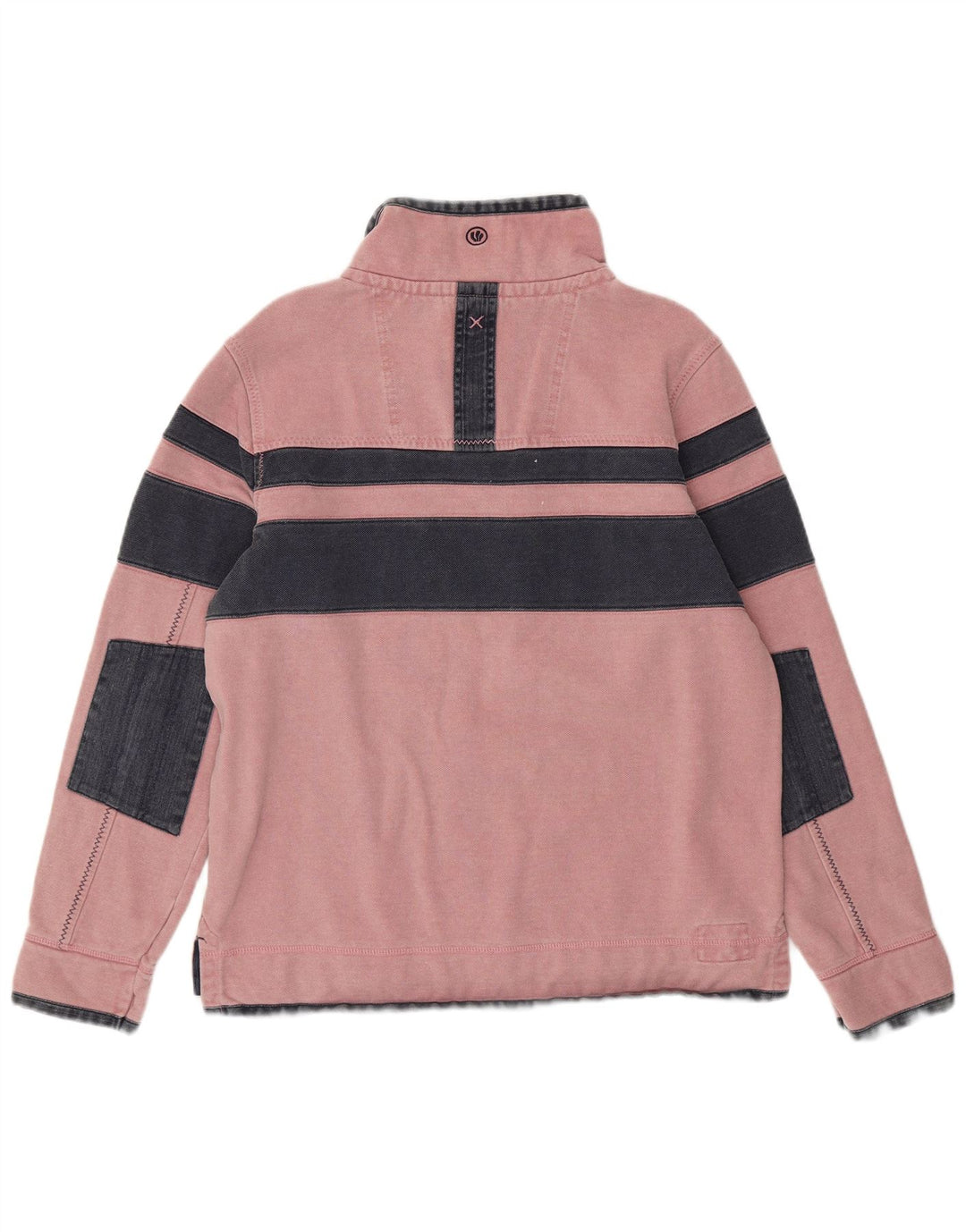 FAT FACE Mens Zip Neck Sweatshirt Jumper Medium Pink Colourblock Cotton Vintage Fat Face and Second-Hand Fat Face from Messina Hembry 
