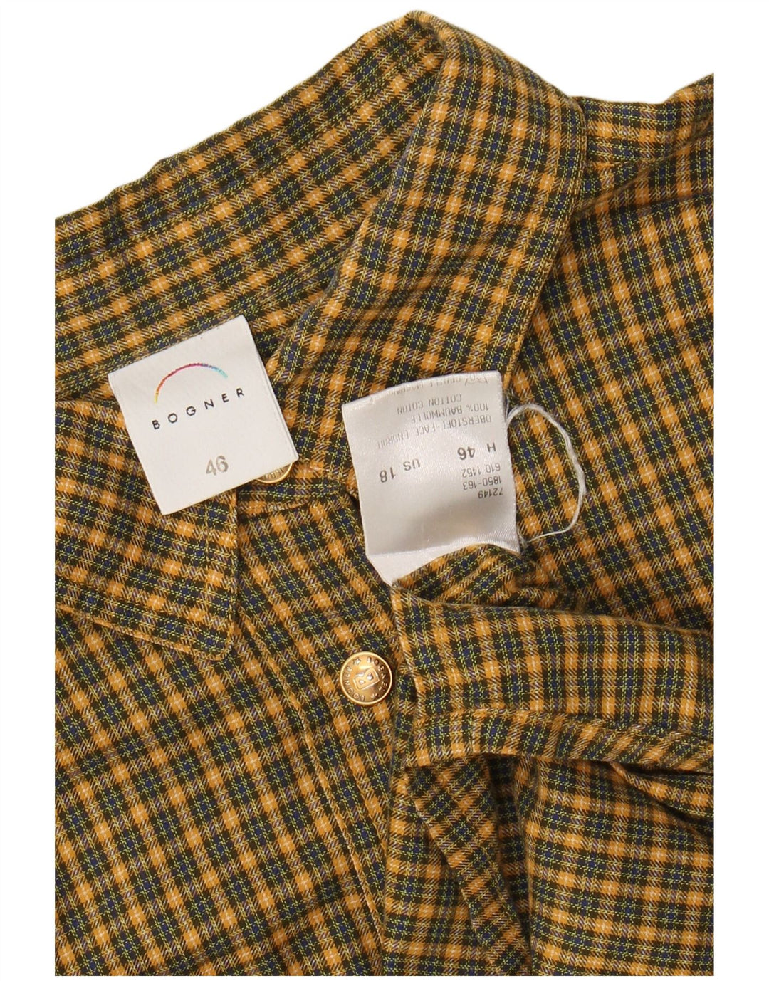 BOGNER Chemise en flanelle pour femme US 18 2XL Jaune à carreaux en coton