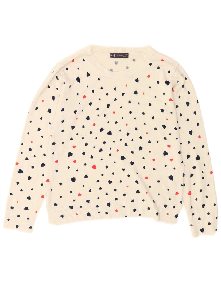 Marks & Spencer Pull col bateau pour femme UK 12 Medium White Heart
