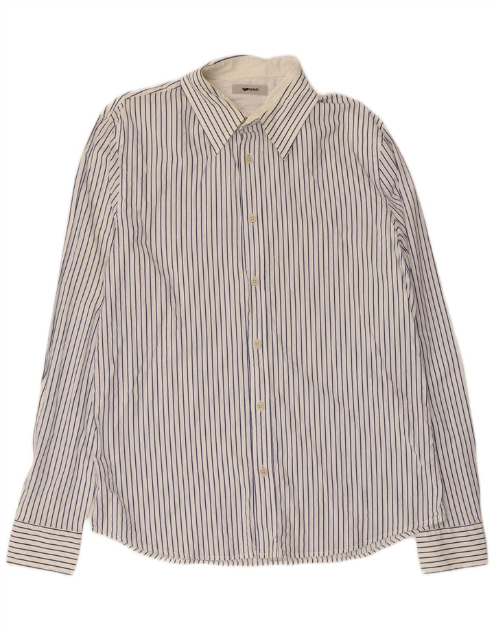 Chemise Homme Gas 2XL Coton Rayé Blanc