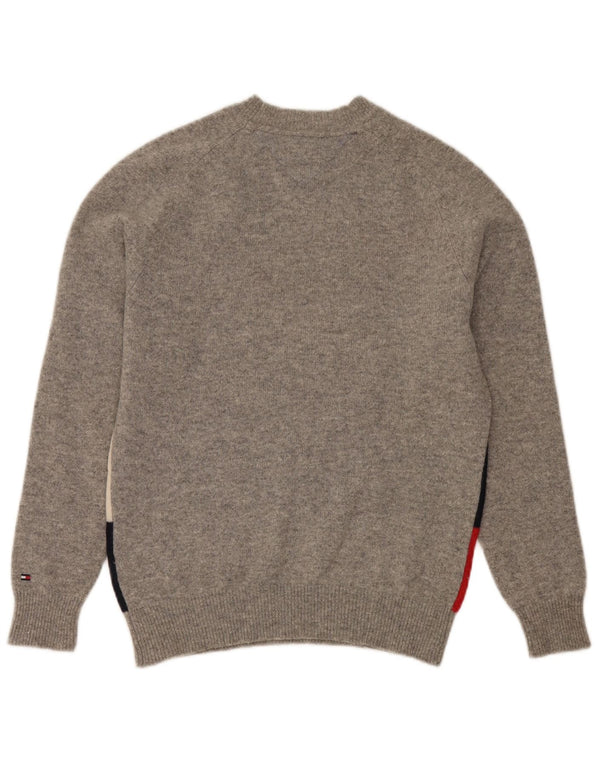 Tommy Hilfiger Pull à col rond pour femme UK 10 Petit Gris Géométrique