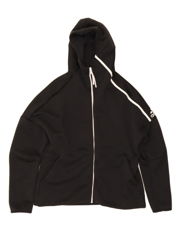 ADIDAS Mens Zip Hoodie Sweater Medium Black Polyester Vintage Adidas and Second-Hand Adidas from Messina Hembry 