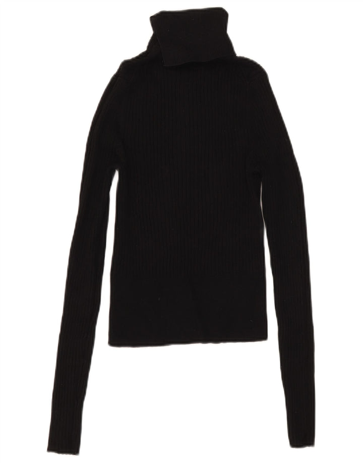 Zara Womens Crop Top Manches Longues UK 8 Small Noir Viscose