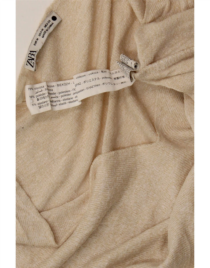 Zara Pull col V femme UK 12 Viscose beige moyen