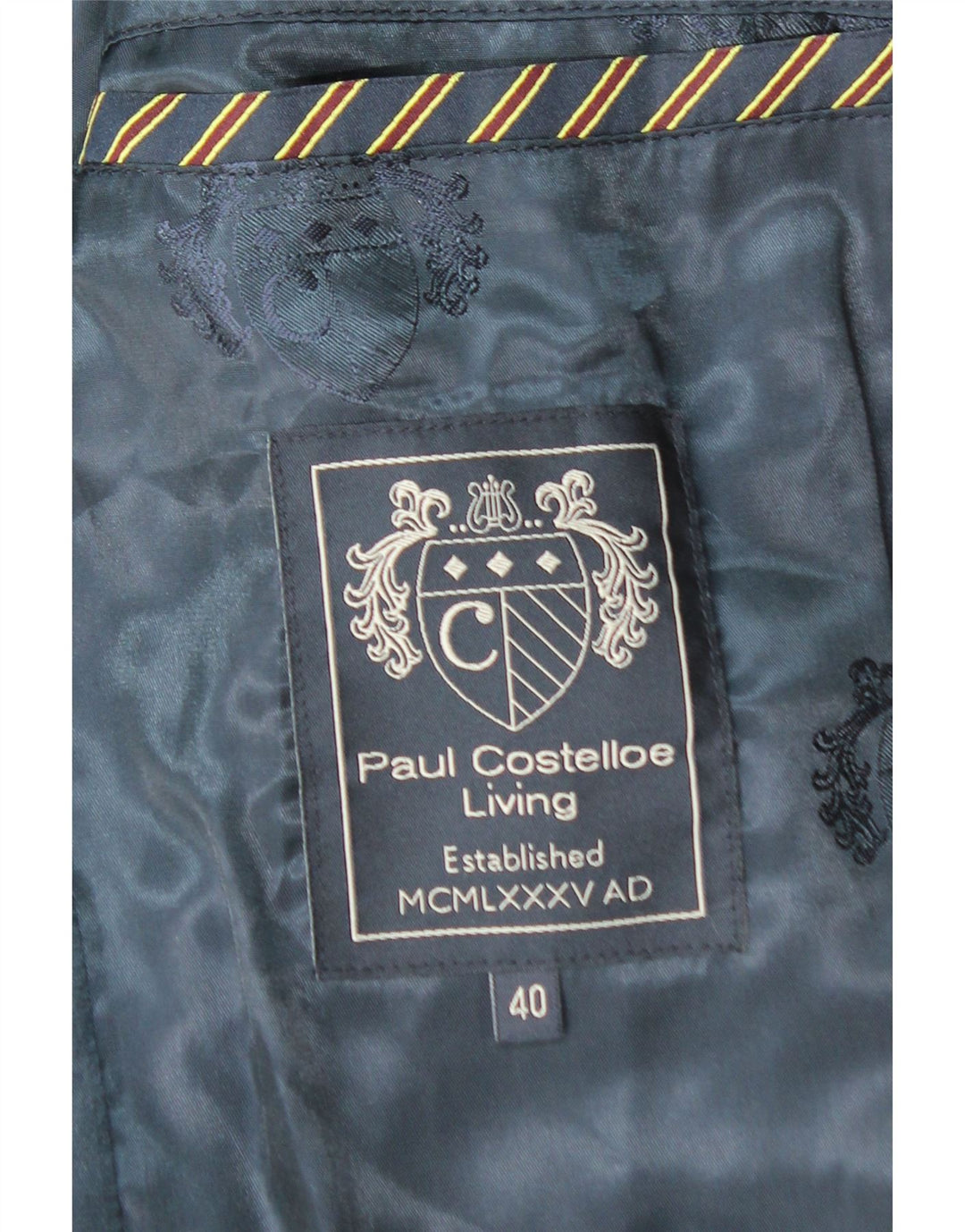 PAUL COSTELLOE Mens Overcoat UK 40 Large Navy Blue Wool