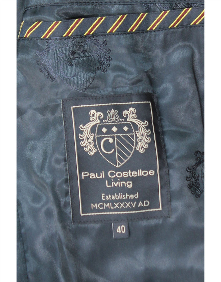 PAUL COSTELLOE Mens Overcoat UK 40 Large Navy Blue Wool
