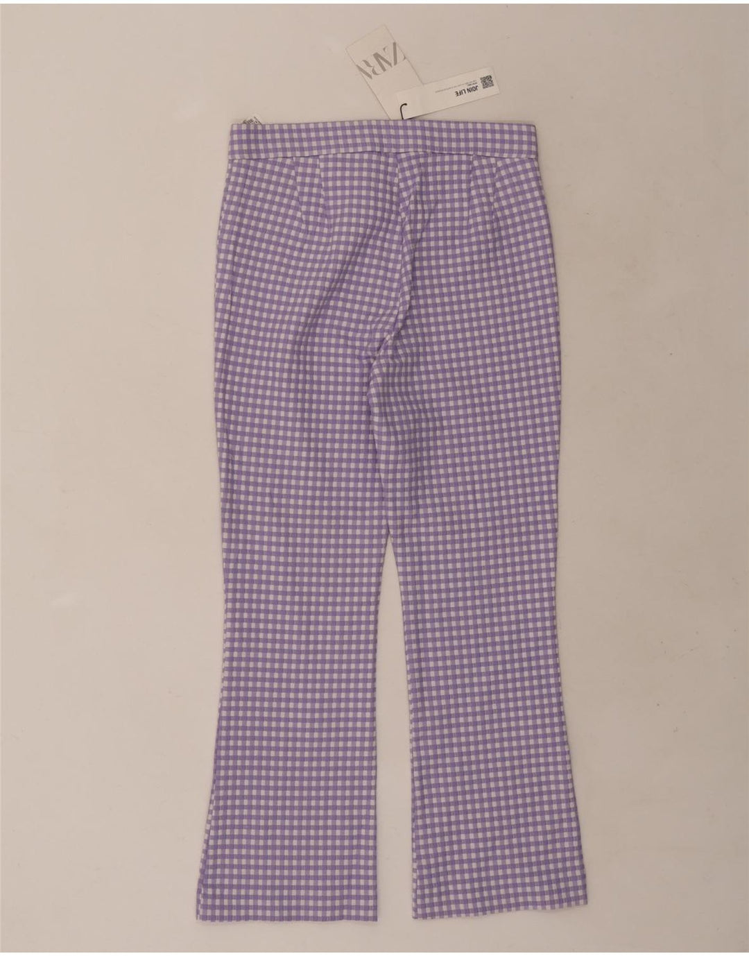 Zara Pantalon court bootcut pour femme Medium W28 L25 Vichy violet