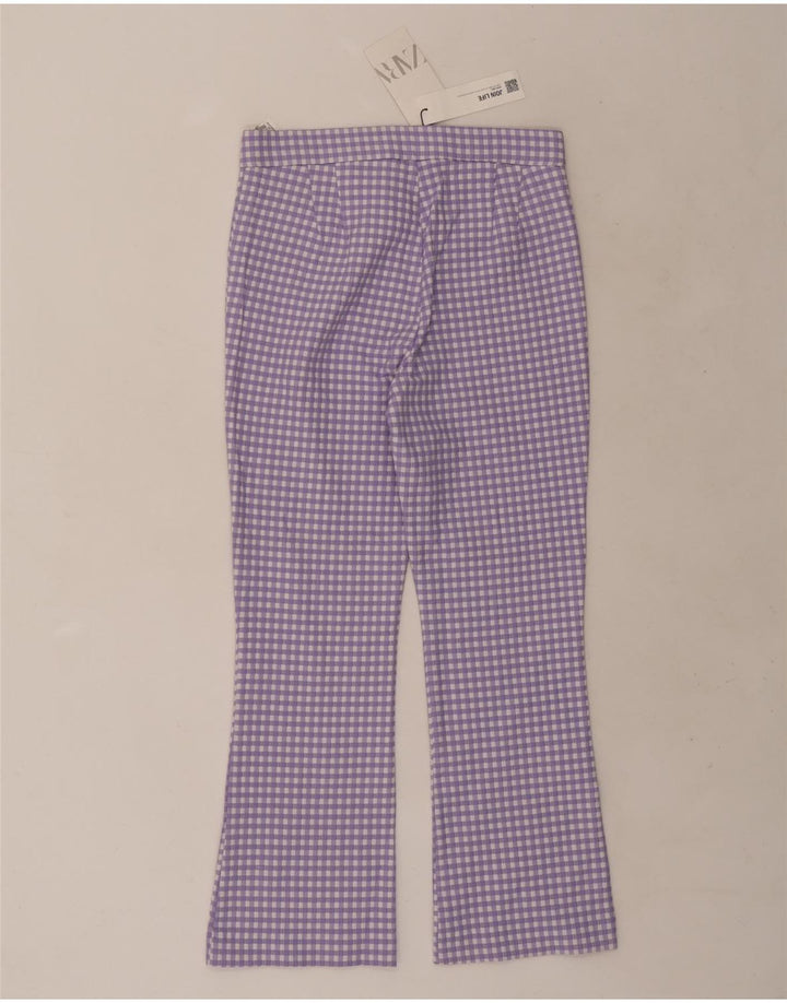 Zara Pantalon court bootcut pour femme Medium W28 L25 Vichy violet