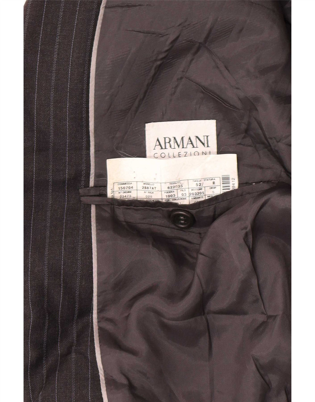 Armani Collezioni Veste blazer à 2 boutons pour homme IT 52 XL en laine à fines rayures grises