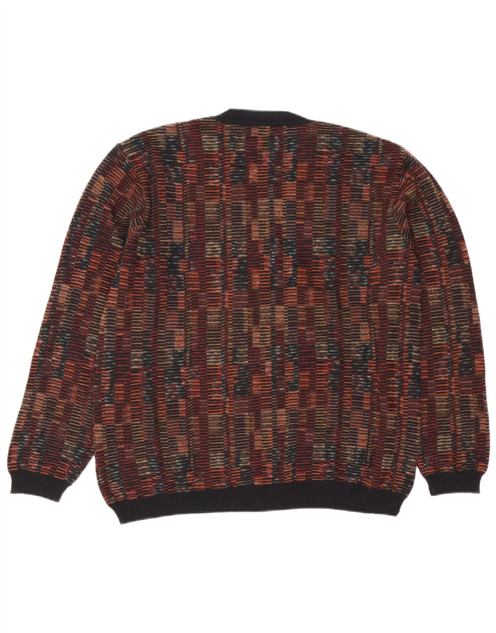 Mapier Pull col V pour homme en laine mérinos géométrique multicolore