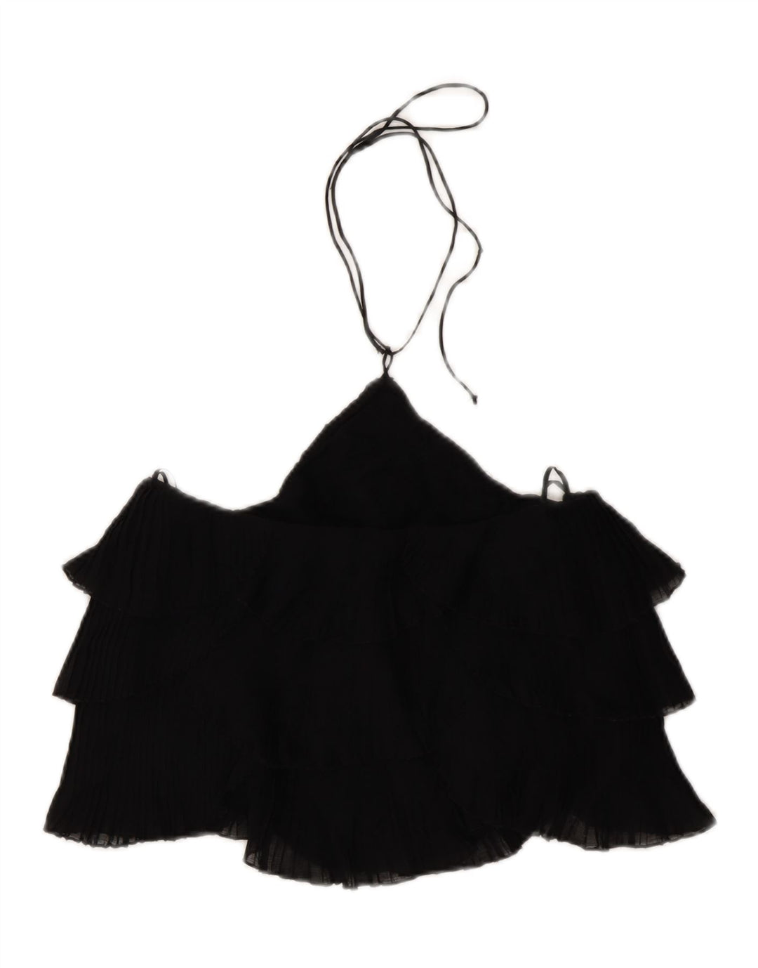ZARA Womens Crop Halter Top UK 4 XS Black Polyester