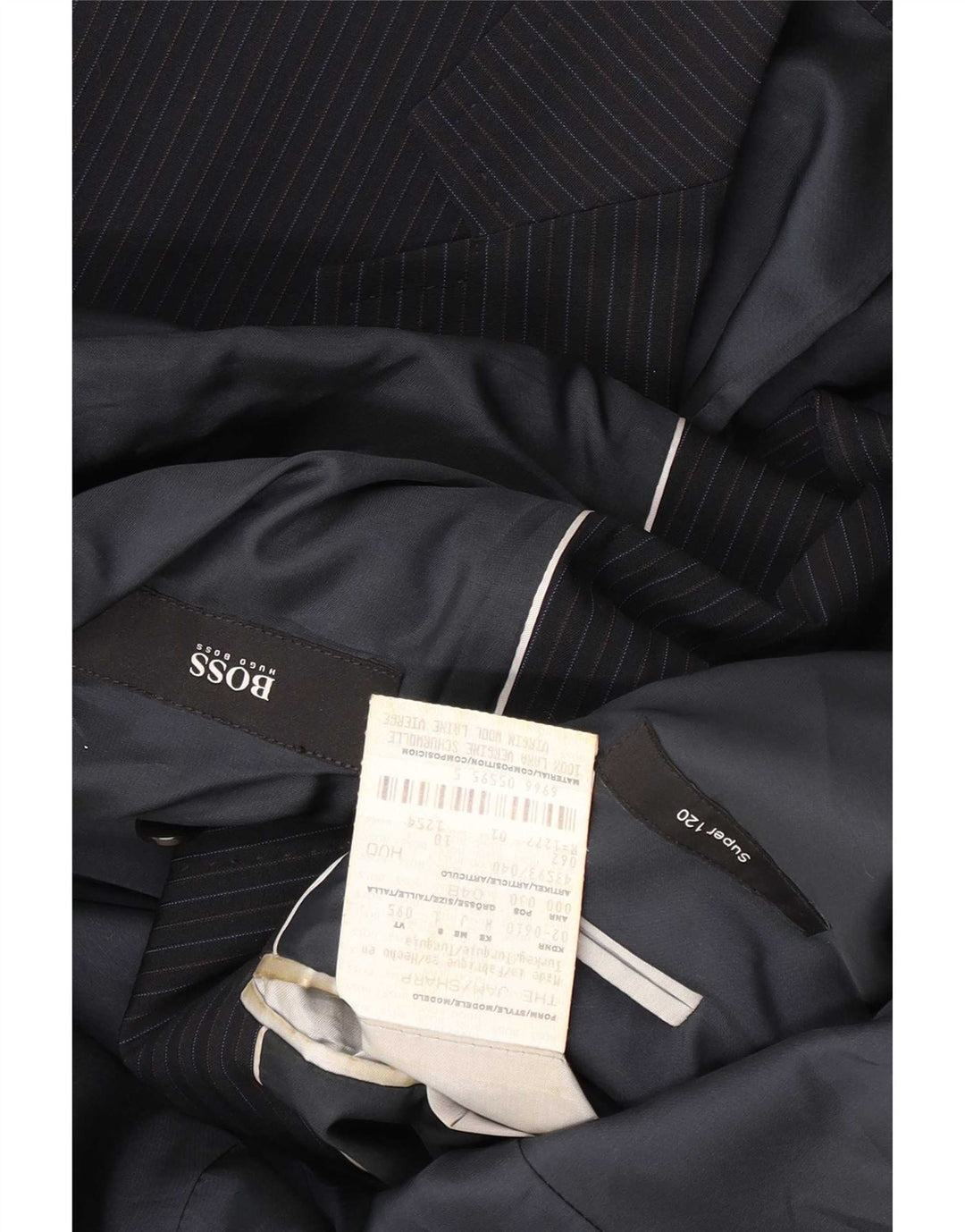 Hugo Boss Veste blazer à 2 boutons pour homme EU 48 Bleu marine moyen à fines rayures