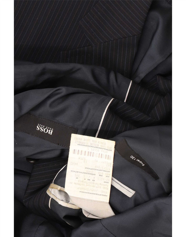 Hugo Boss Veste blazer à 2 boutons pour homme EU 48 Bleu marine moyen à fines rayures