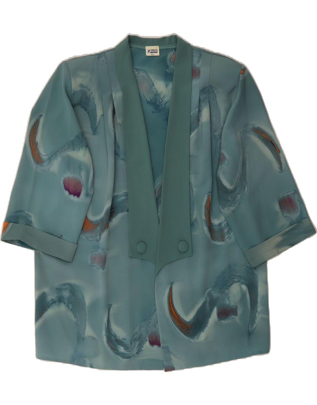 VINTAGE Womens Abstract Pattern 3 Button Blazer Jacket UK 20 2XL Blue Vintage Vintage and Second-Hand Vintage from Messina Hembry 