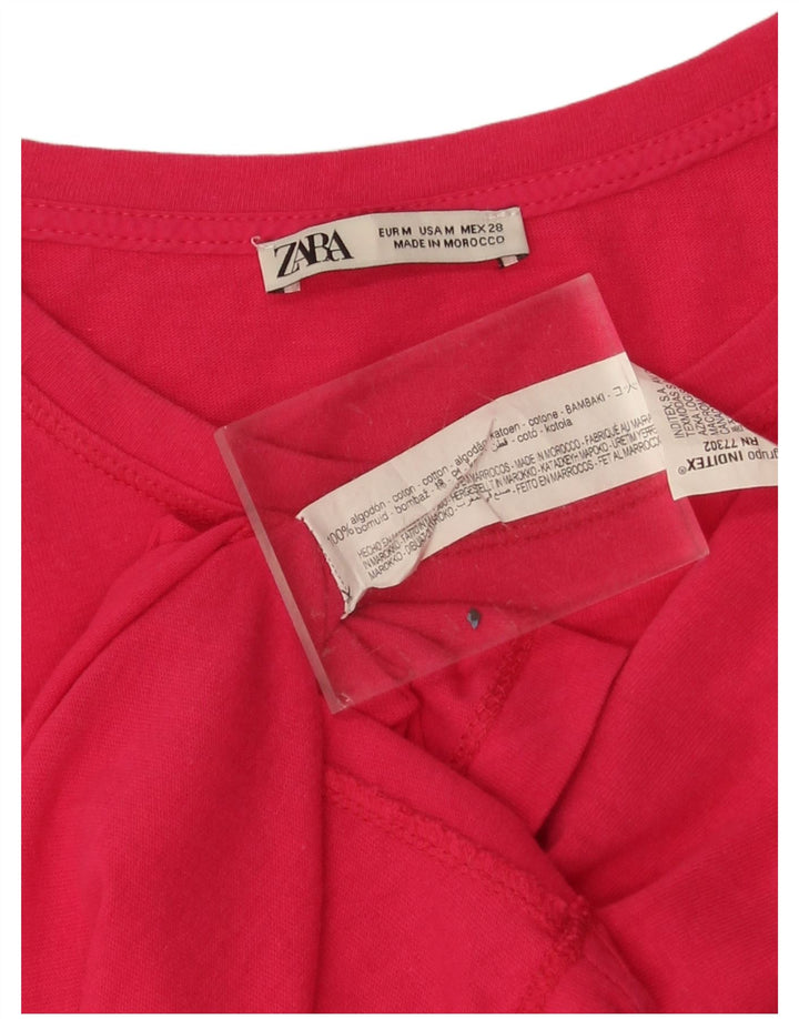Zara Womens T-Shirt Oversize UK 14 Coton Rose Moyen