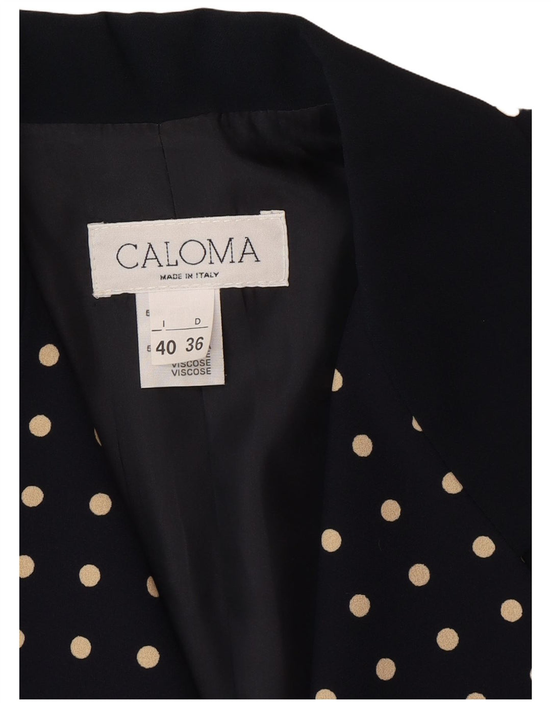 Caloma Veste Blazer 1 Bouton Femme IT 40 Petit Bleu Marine à Pois
