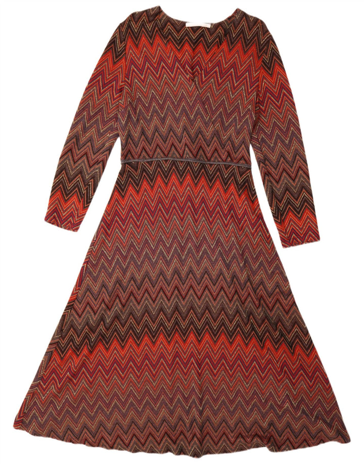 Donatella Robe longue à manches longues pour femme IT 44 Chevron multicolore moyen