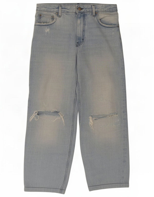 Zara Jean ample taille haute pour femme EU 38 Small W28 L26 Bleu