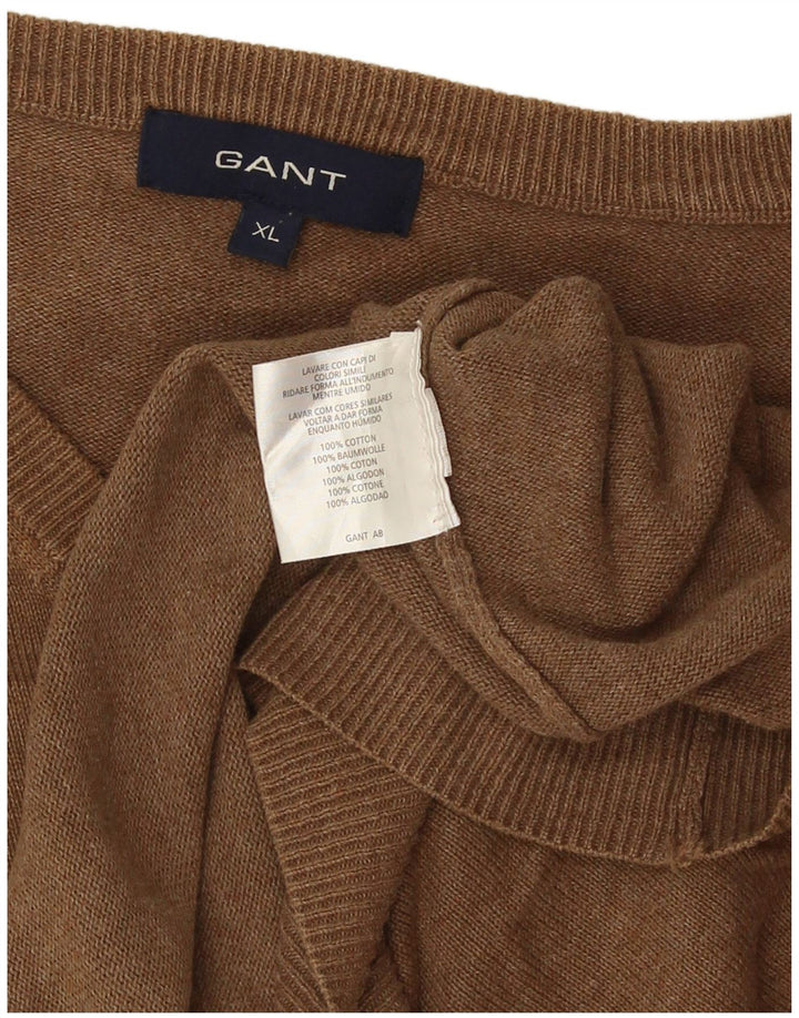 Gant Pull Col V Homme XL Marron Coton