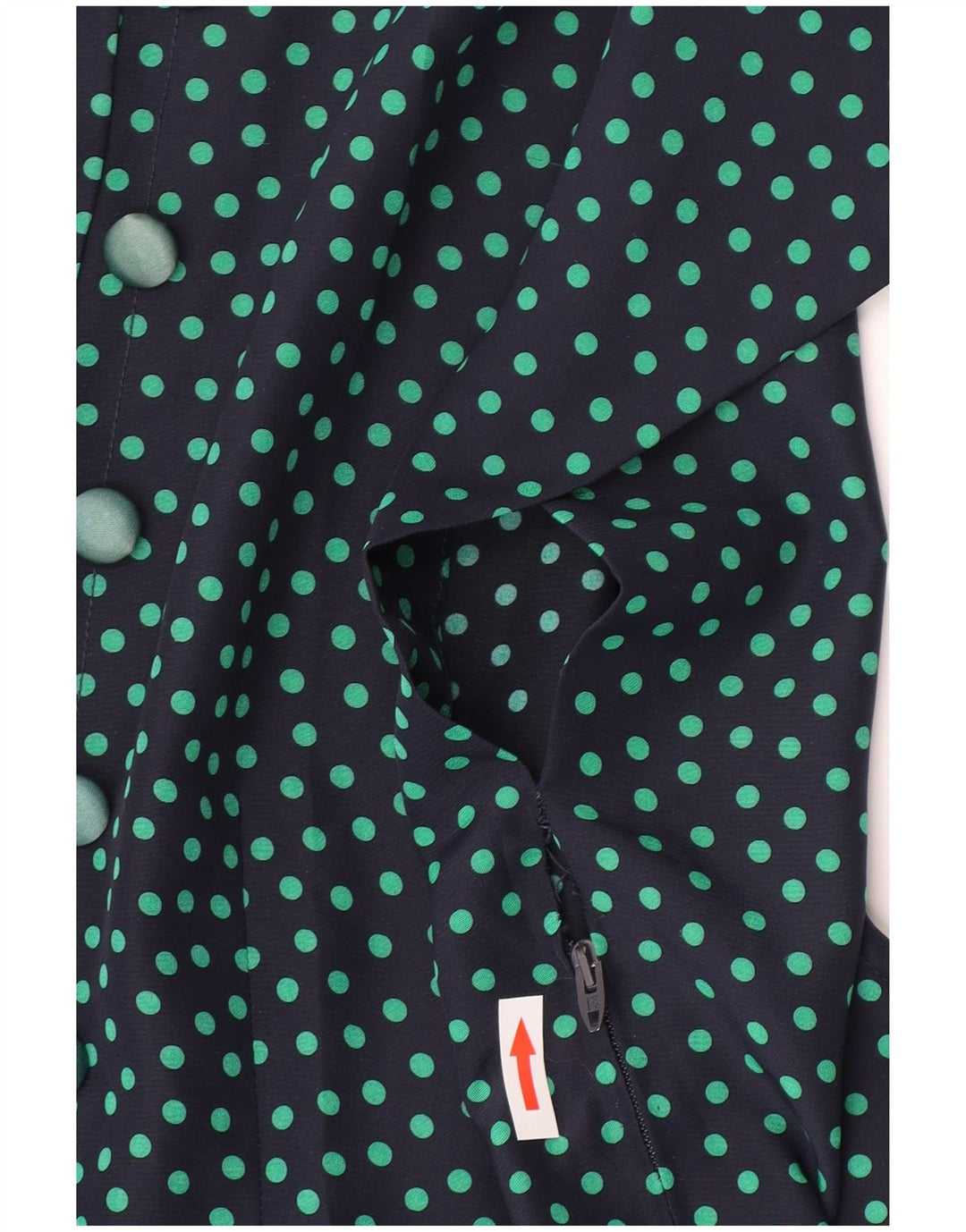 vintage Femme Robe A-Line UK 10 Petit Bleu Marine à Pois