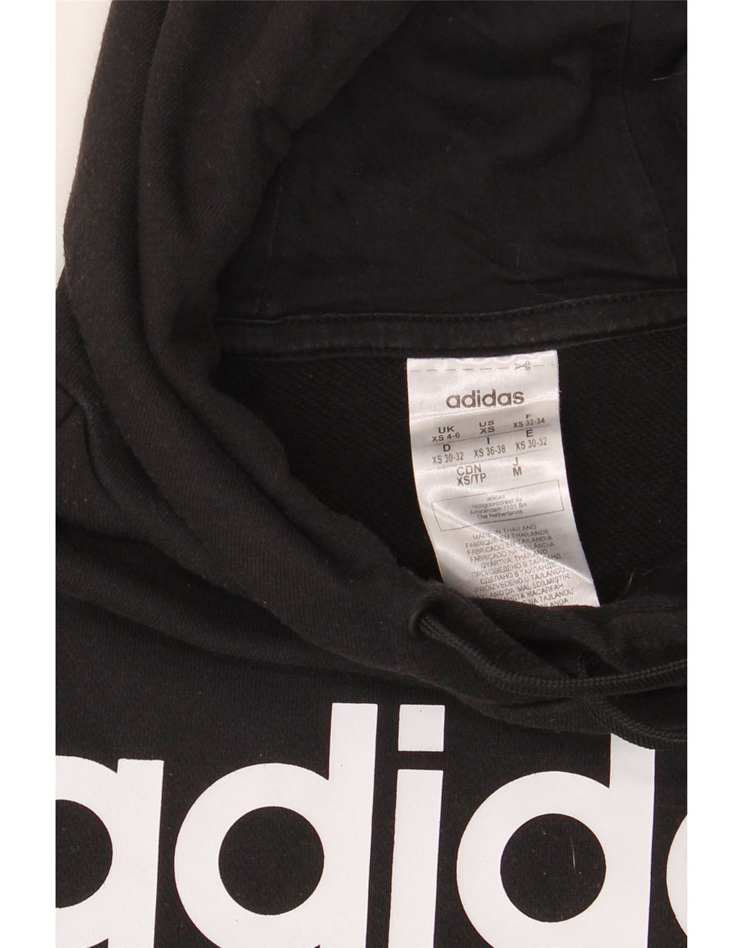 ADIDAS Pull à capuche graphique surdimensionné pour femme UK 4/6 XS Noir