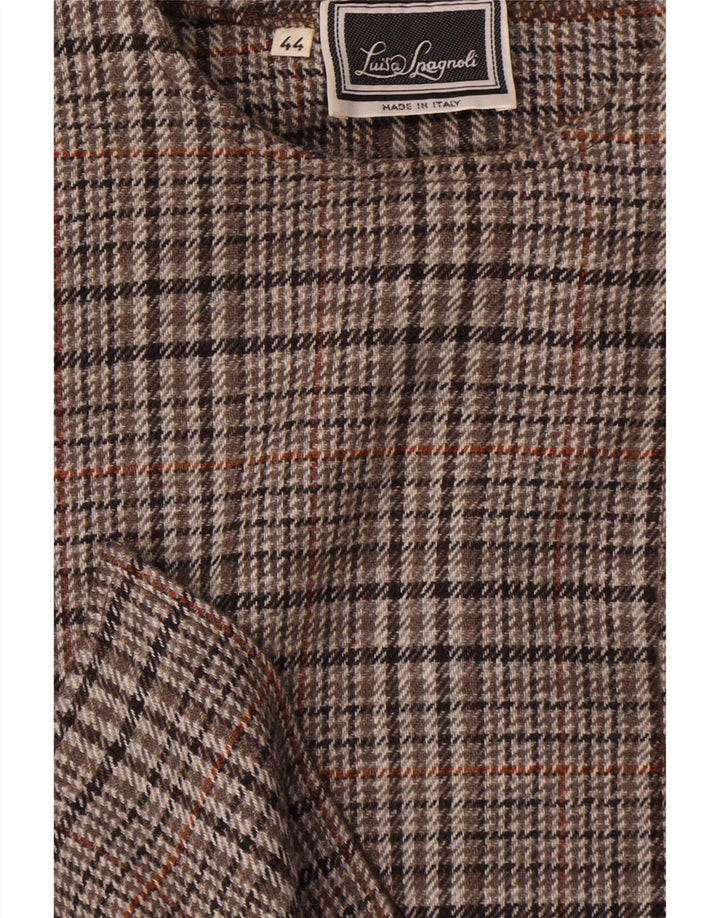 Luisa Spagnoli Veste blazer à 2 boutons pour femme IT 44 en laine à carreaux marron moyen