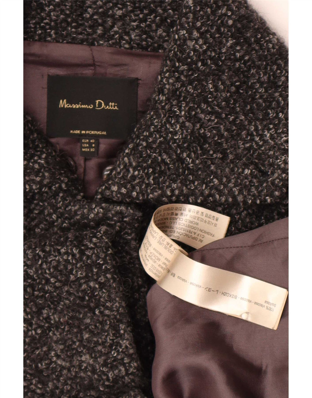 Massimo Dutti Pardessus Femme EU 40 Viscose Chiné Gris Moyen