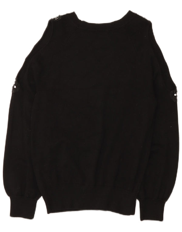 Topshop Pull col bateau pour femme UK 8 Small Noir Viscose