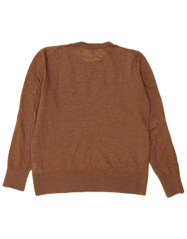 Cos Pull à col rond pour femme UK 14 Laine mouchetée marron moyen