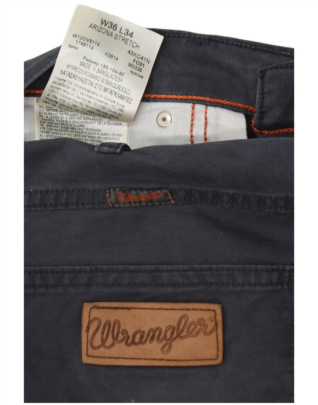 WRANGLER Pantalon décontracté droit extensible Arizona pour homme W36 L34 Bleu marine