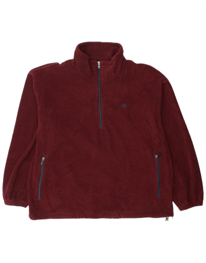 Champion Pull polaire à col zippé pour homme 2XL Bordeaux Polyester