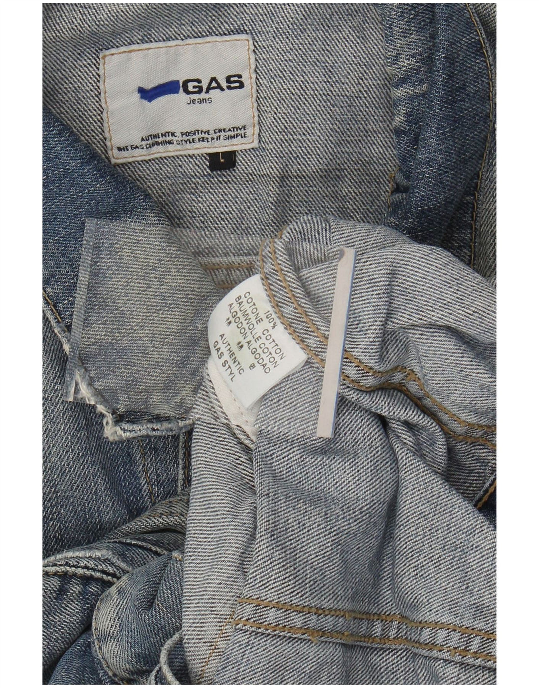 GAS Veste en jean délavé à l'acide pour homme UK 40 Grand coton bleu