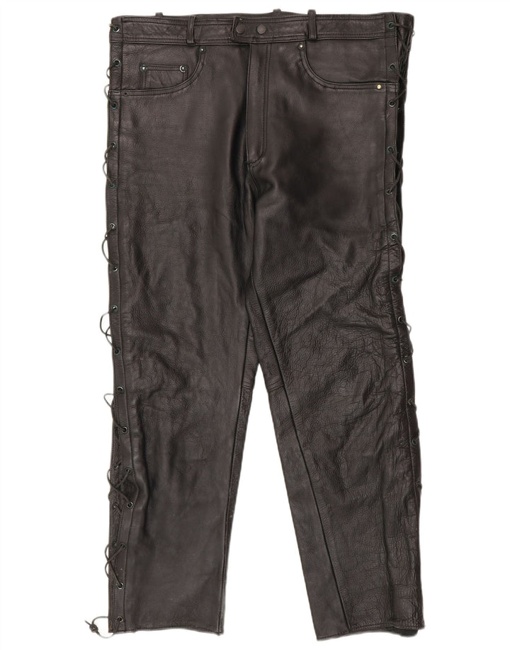 American Eagle Pantalon en cuir slim pour homme W36 L30 Cuir noir