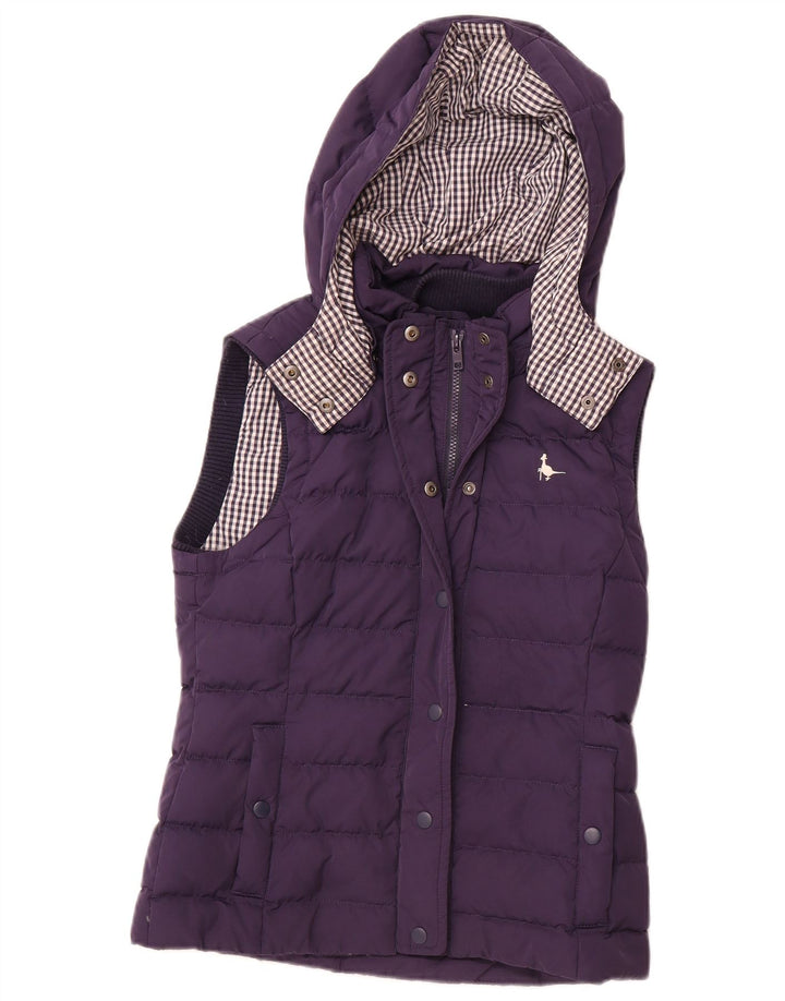 JACK WILLS Gilet rembourré à capuche pour femme UK 10 Small Bleu marine Polyester