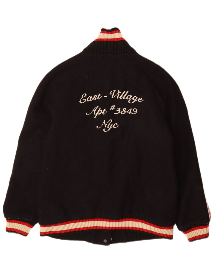 Zara Womens Trafaluc Graphic Varsity Jacket UK 16 Large Noir Colorblock