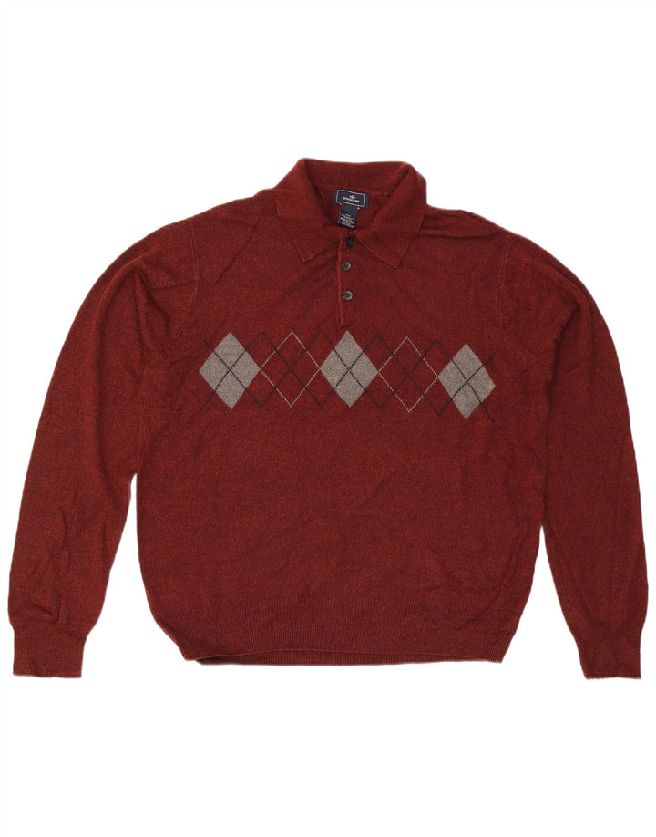 Dockers Pull à Col Polo Homme Bordeaux Moyen Argyle/Diamant