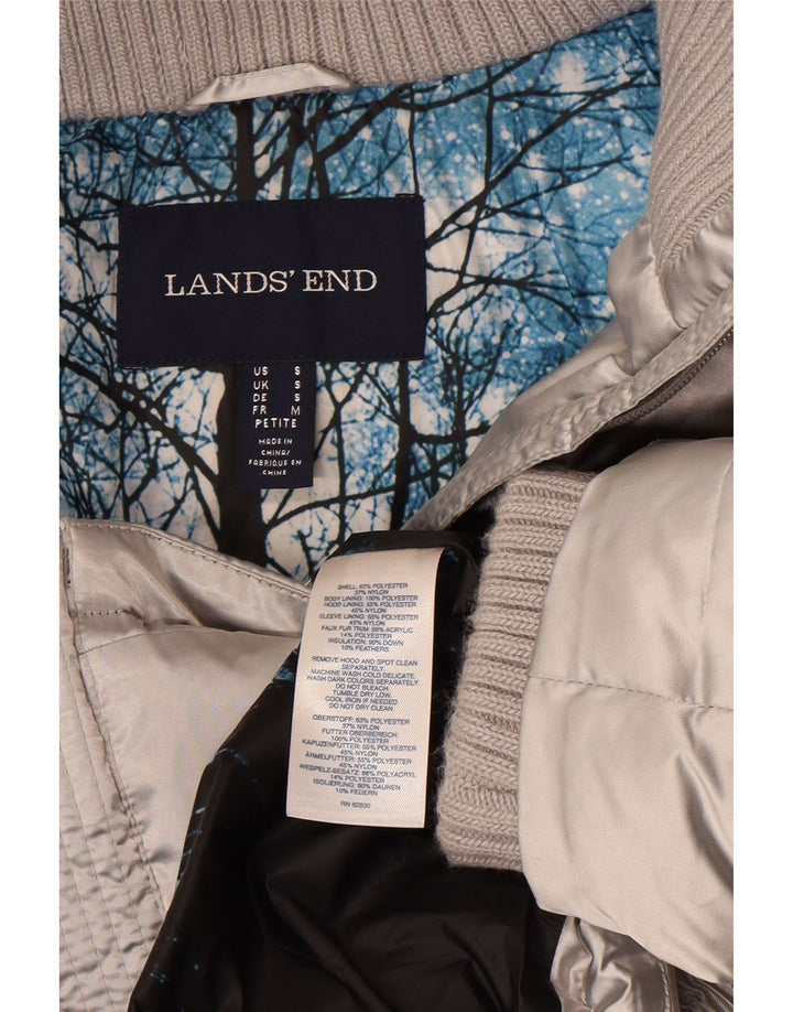 Lands End Veste matelassée à capuche pour femme Petite Taille UK 10 Petit Argent Polyester