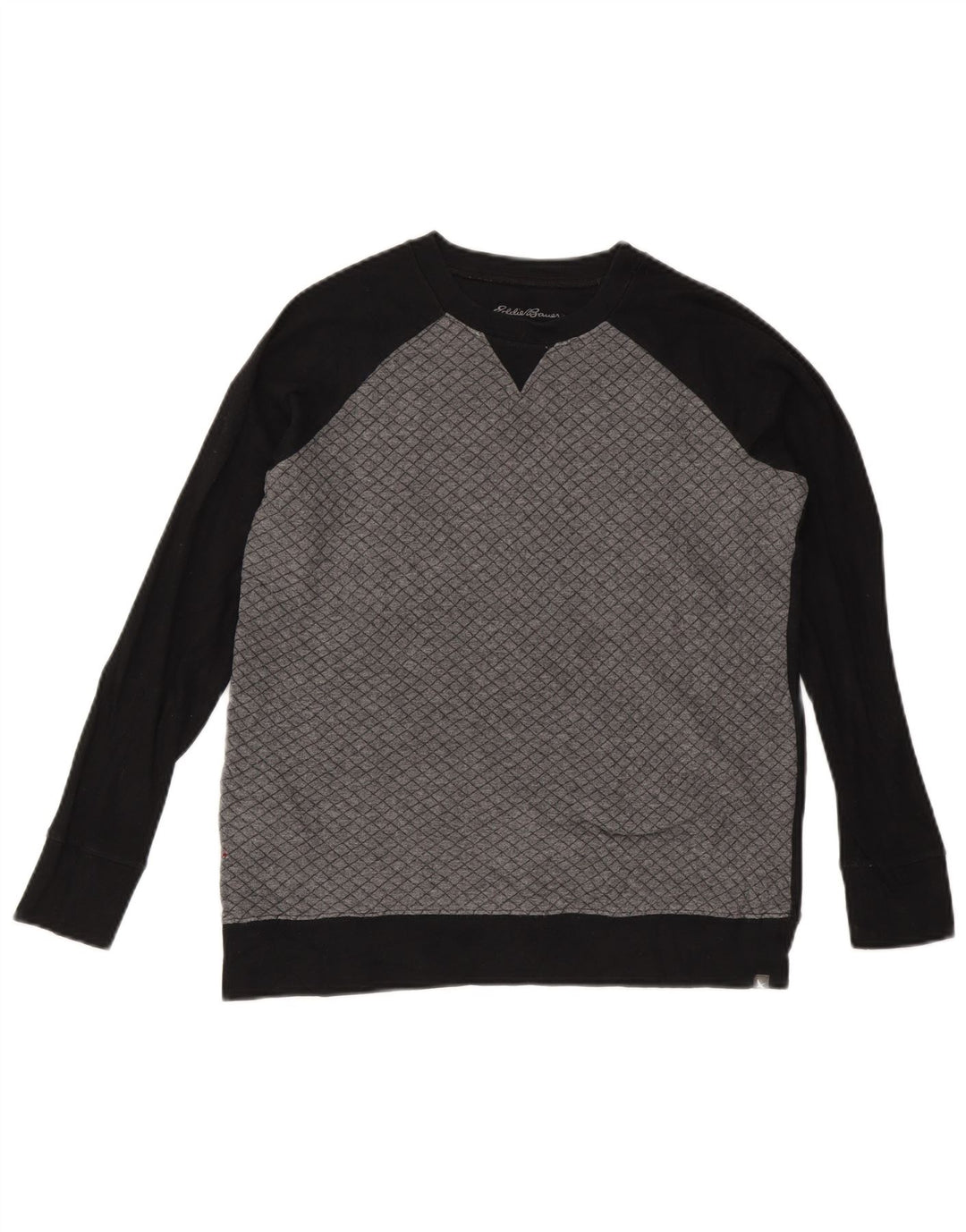 Eddie Bauer Sweat-shirt pour femme UK 14 Gris moyen Colorblock Coton