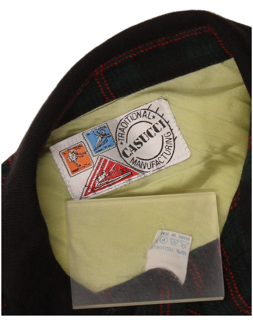 Casucci Chemise en flanelle pour hommes, grand carreaux verts, polyacrylique