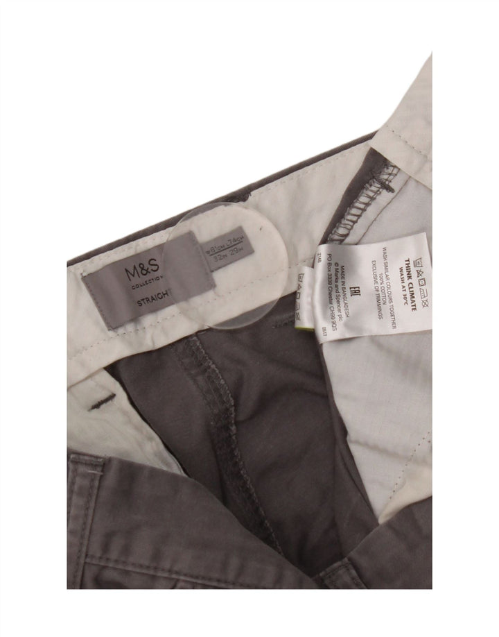 Marks & Spencer Pantalon Chino Droit Homme W32 L29 Gris Coton