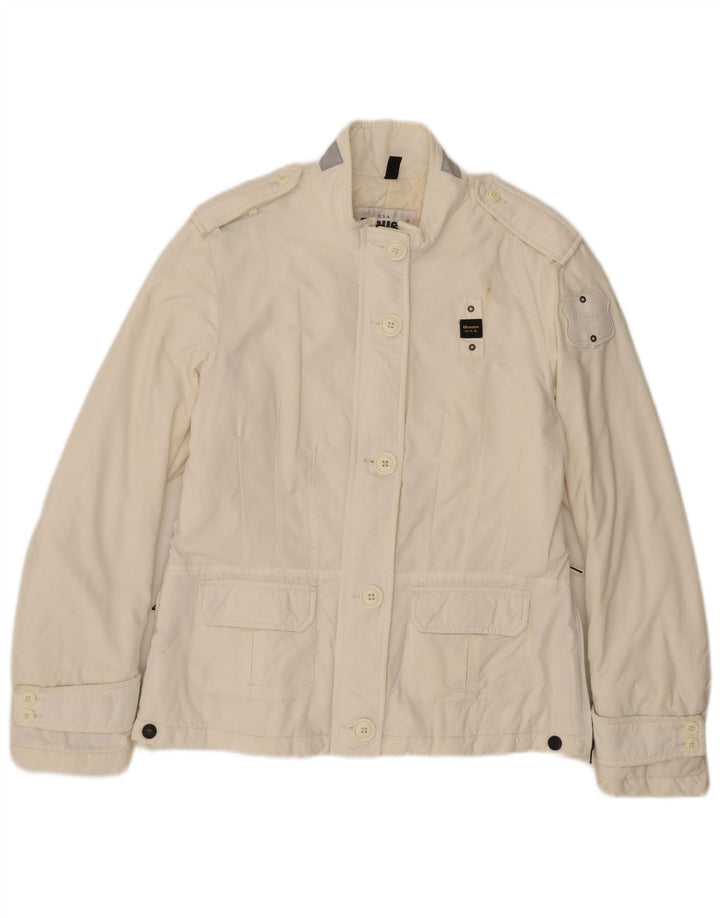 BLAUER Veste Militaire Femme UK 14 Large Off White Polyamide