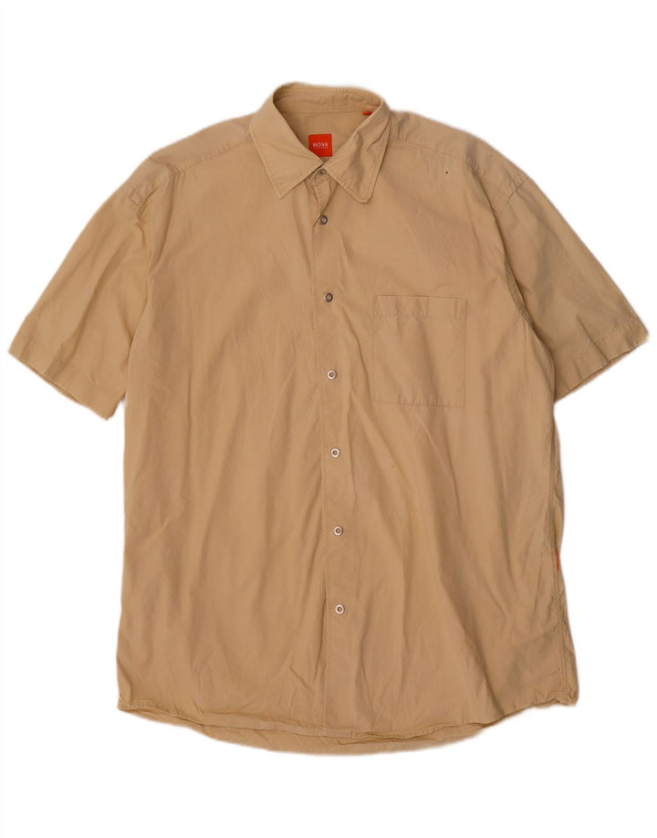 Hugo Boss Chemise à manches courtes en coton beige moyen