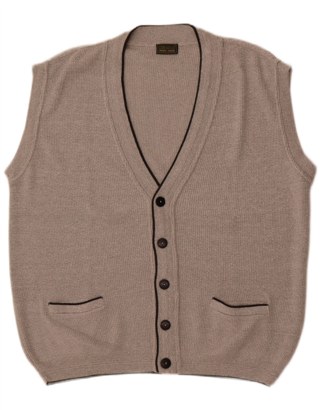 Conte Massimo Pull Cardigan sans Manches Homme Gris Moyen Coton